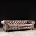 Modern Design Wooden Big Leather Sofa